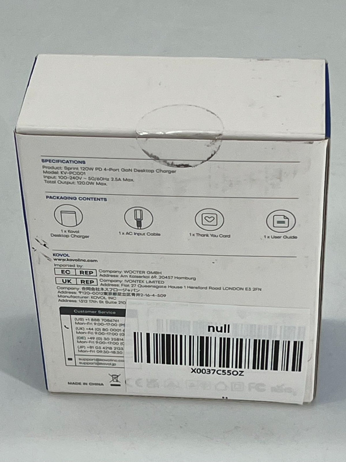Kovol Charging Mate GaN PD Sprint 120W PD 4-Port Desktop Charger KV-PC001 New
