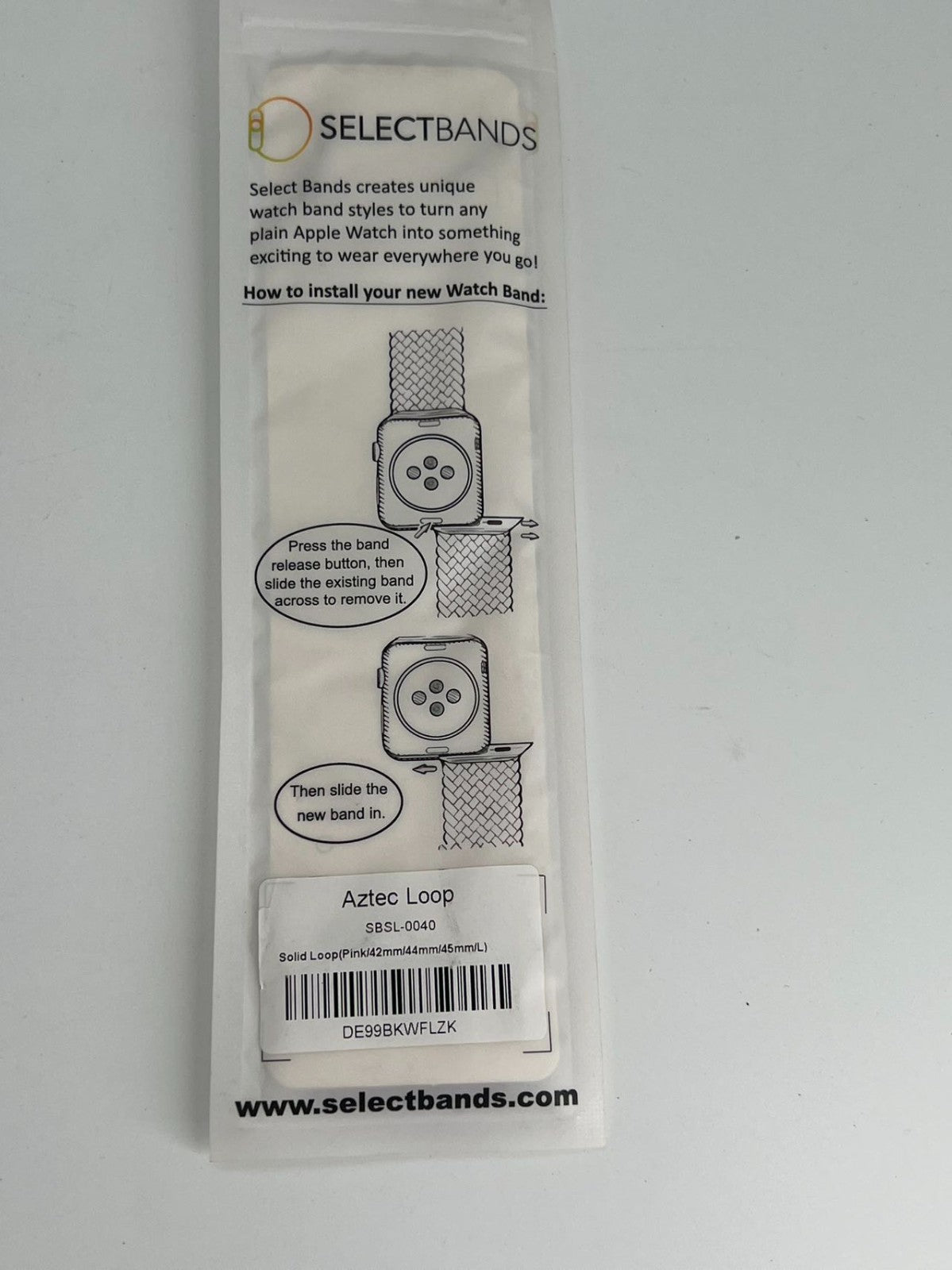 5-Pack L Aztec pink Loop Watch Bands 0.8 x 5.6 Inch Fits 42mm/44 mm/45mm Case
