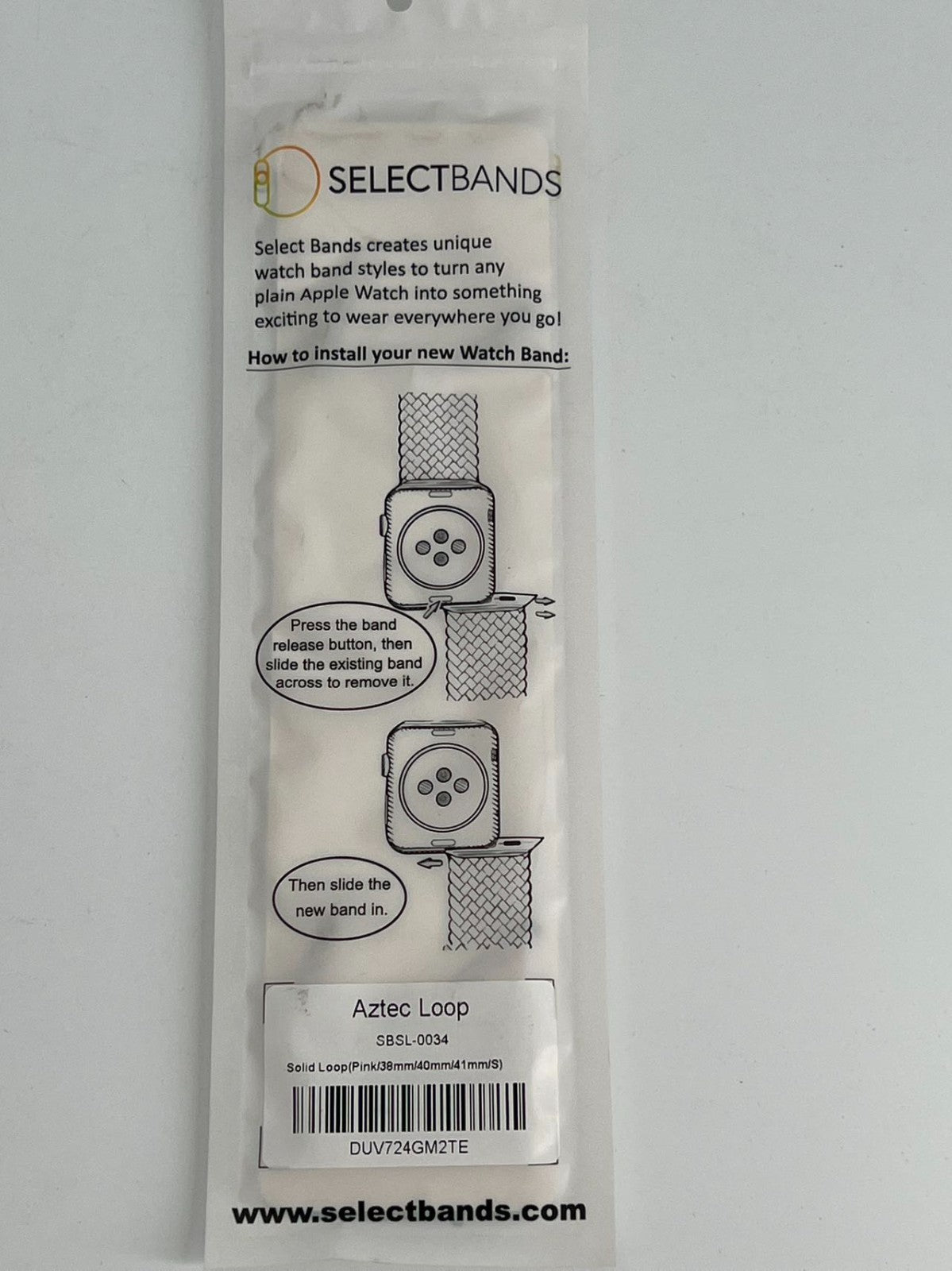 5-Pack S Aztec pink Loop Watch Bands 0.8 x 5.6 Inch Fits 38mm/40 mm/41mm Case