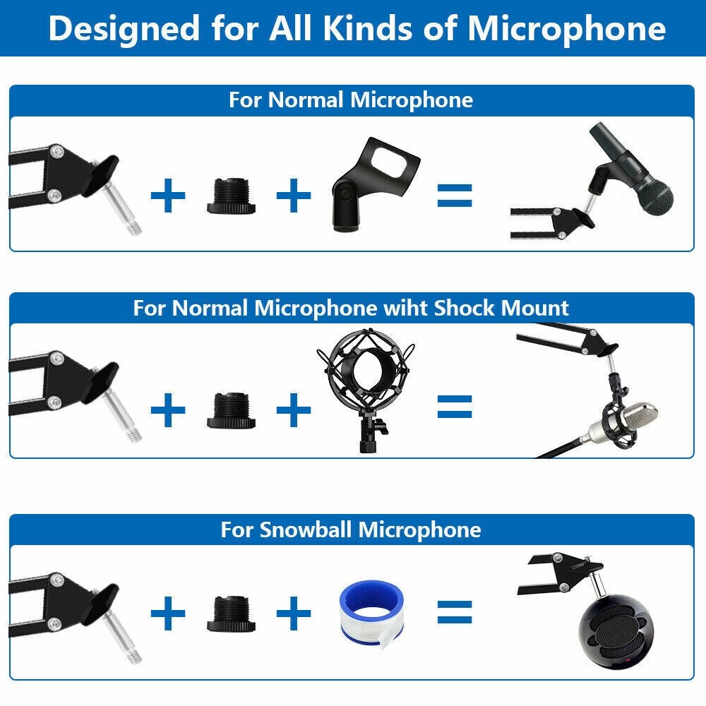 Microphone Stand, Adjustable Microphone Suspension Boom Scissor Arm Stand