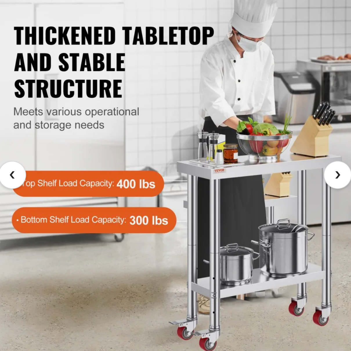 Stainless Steel Work Table with Casters | Work Station