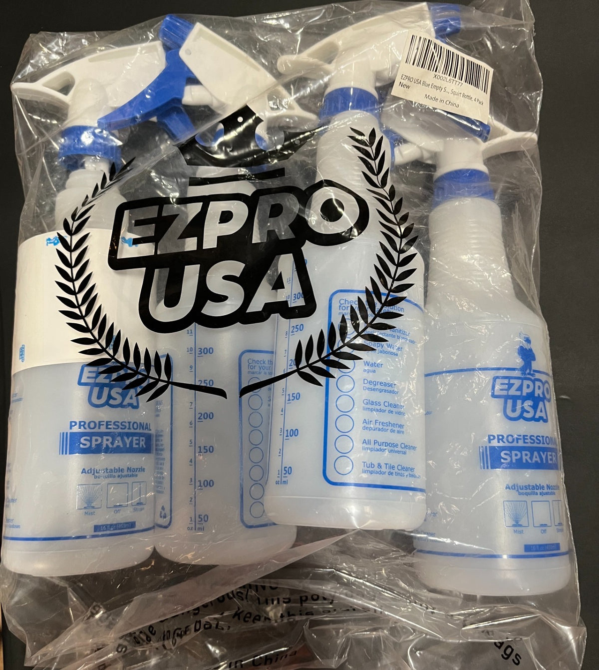 (4 Pack) Great Value All Purpose Plastic Spray Bottle (11.8 fl oz)-Blue