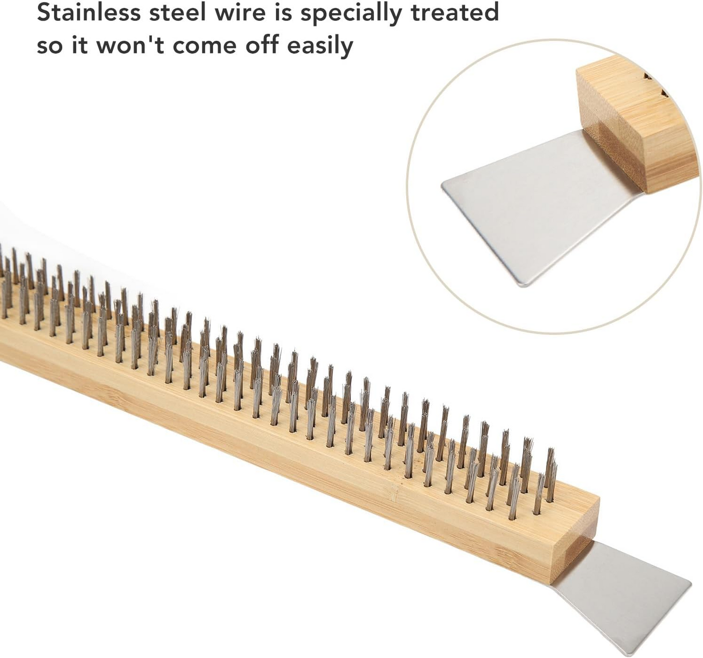 Pizza Oven Brush with Scraper, Pizza Stone Cleaning Brush, Brass Bristles Pizza