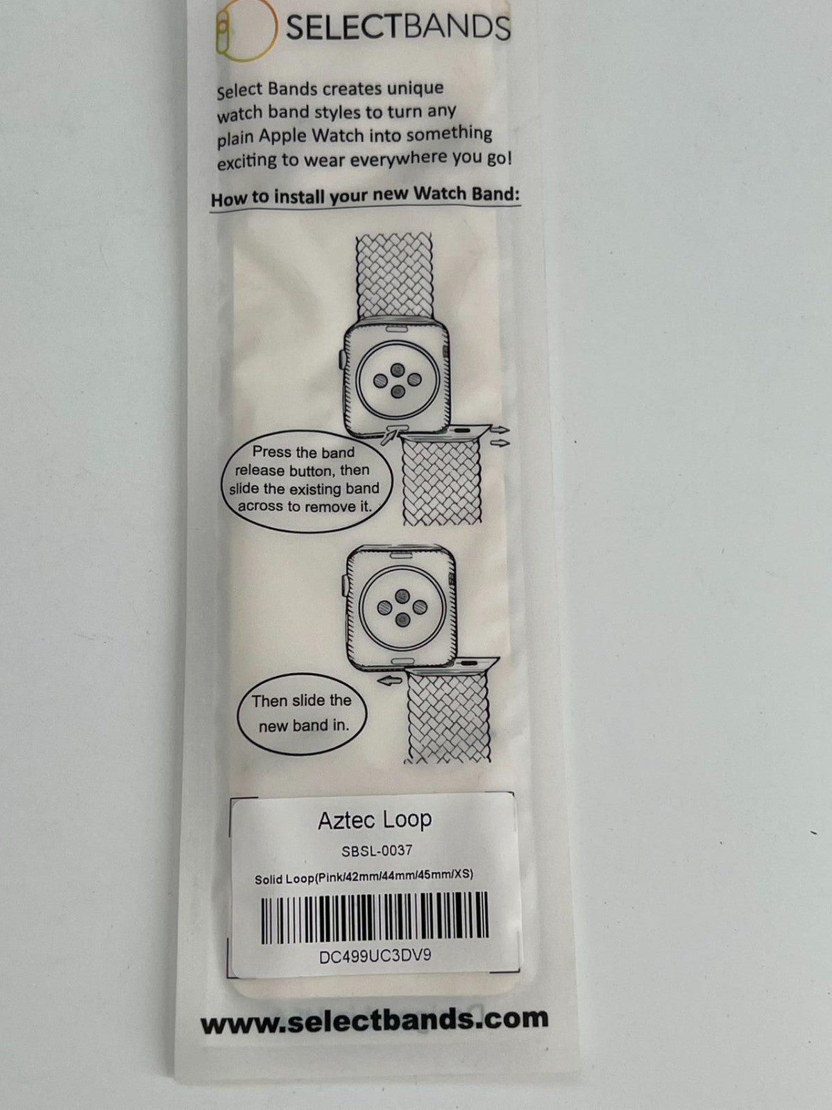 5-Pack XS Aztec pink Loop Watch Bands 0.8 x 5.6 Inch Fits 42mm/44 mm/45mm Case