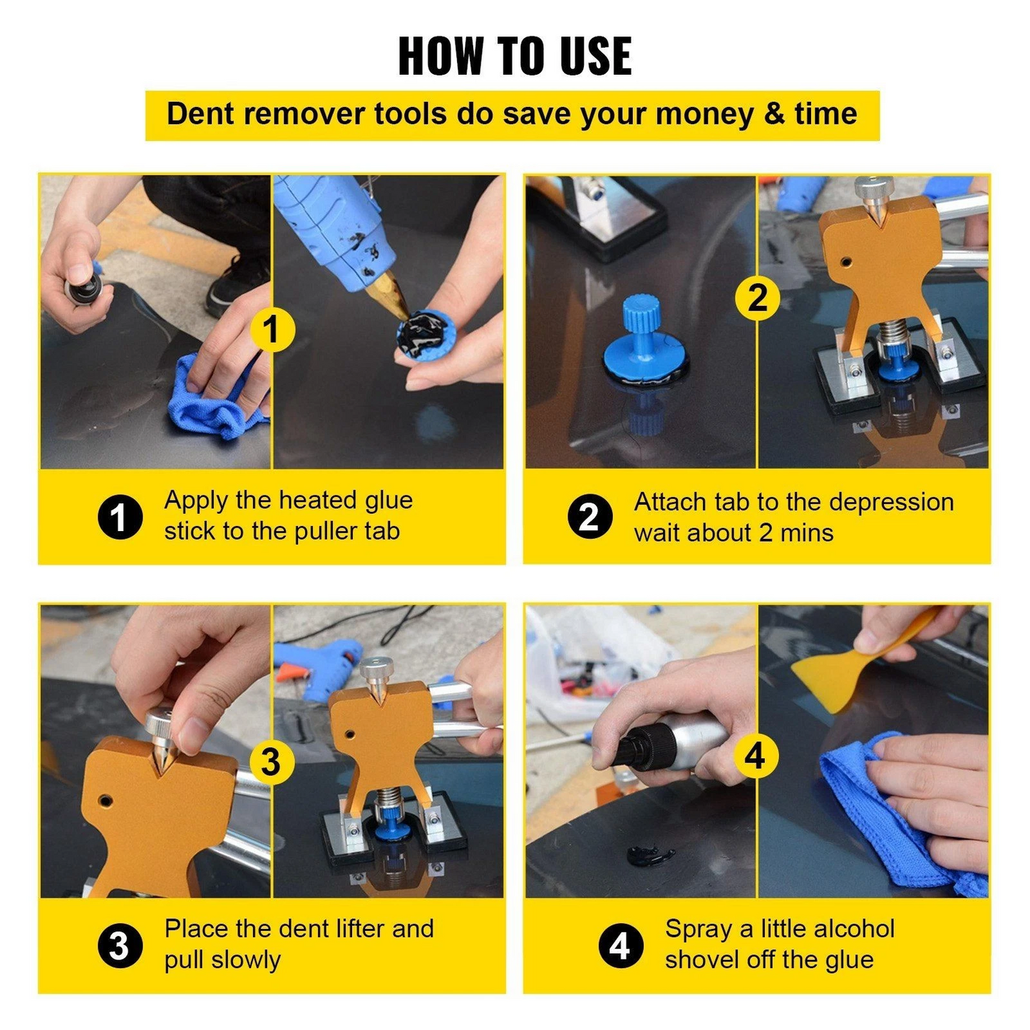 Dent Removal Tool 60 Pcs Puller and Lifter Dent Repair Kit Glue Puller Tabs Dent
