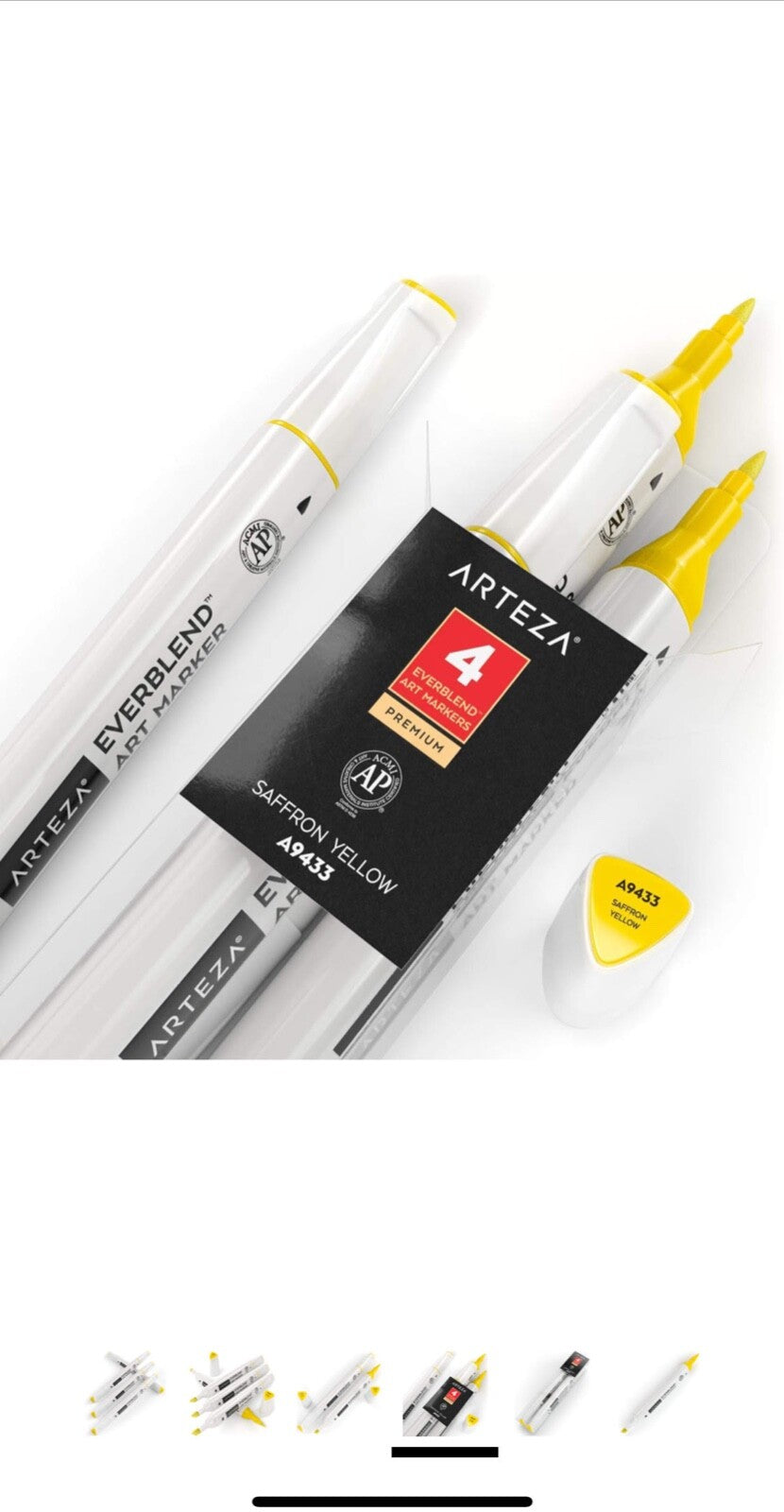Arteza EverBlend Art Markers yellow (Set of 4), Alcohol Based