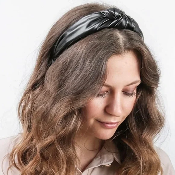 3 Pack PU Leather Knotted Headbands Neutral Colors