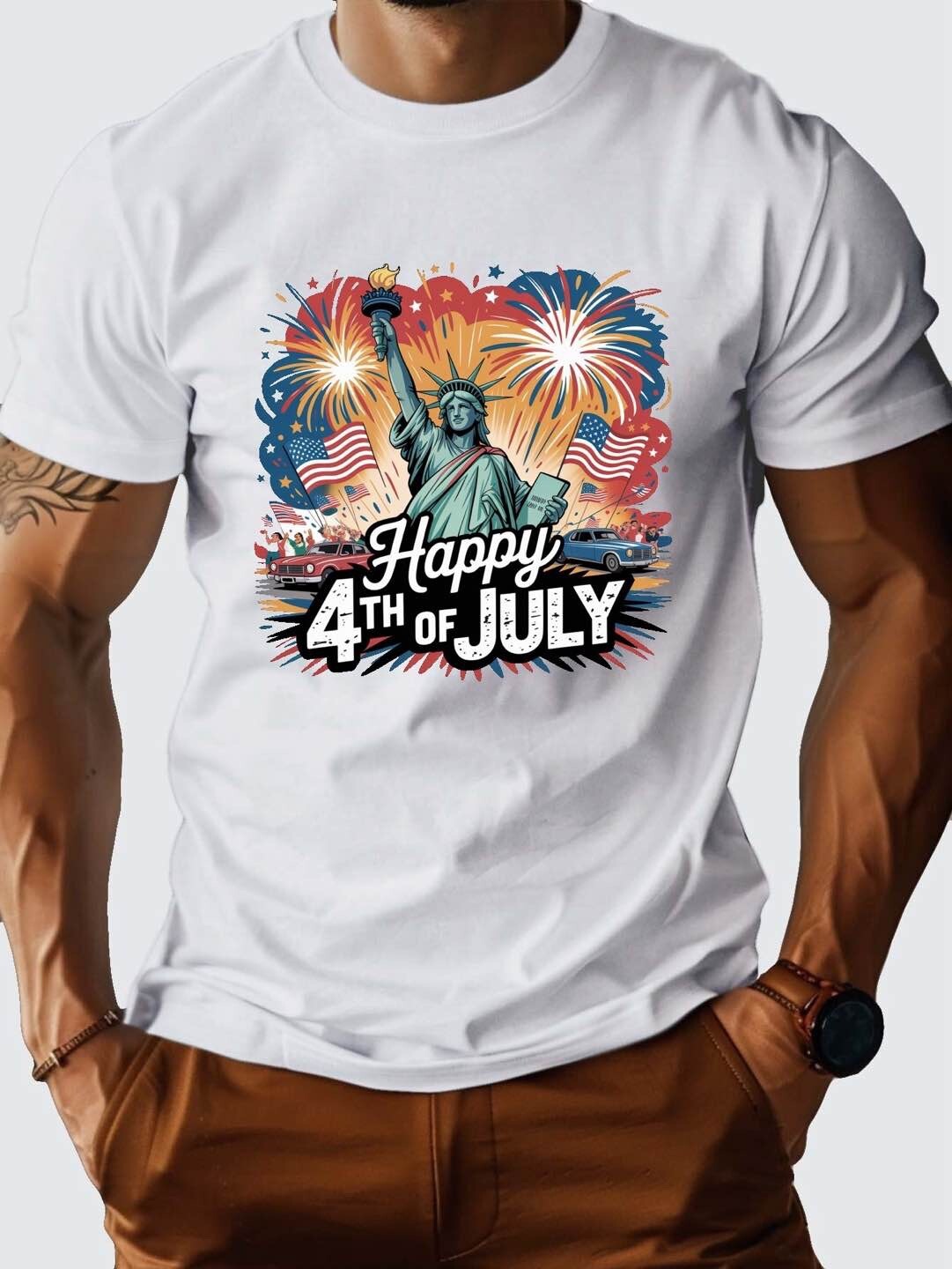 4th Of July Statue Of Liberty Patriotic Parade Size S-2XL T-Shirt