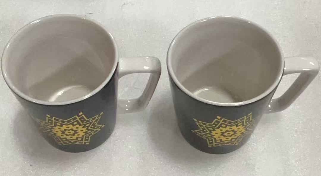 2pcs Starbucks Coffee Mug Tea Cup with a Gold Tone Snowflake ,Color:Black