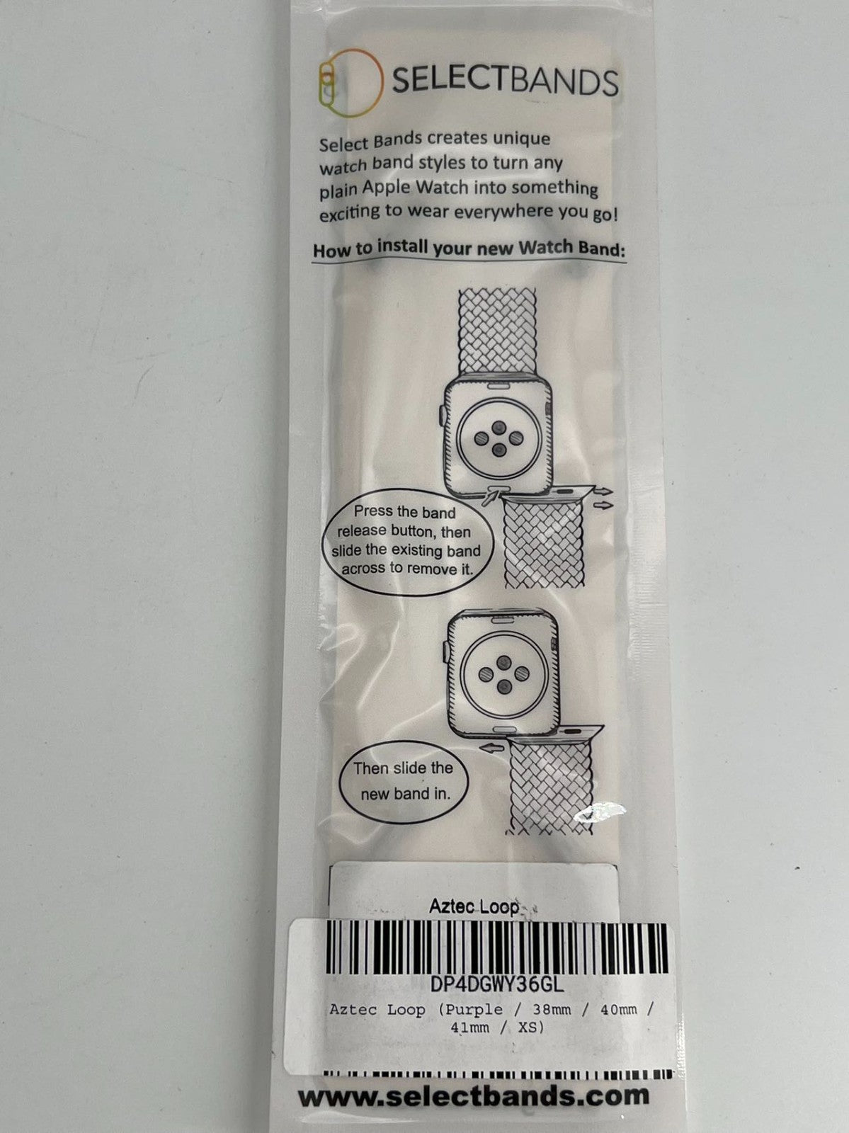 5-Pack XS Aztec Purple Loop Watch Bands 0.8 x 5.6 Inch Fits 38mm/40 mm/41 mm
