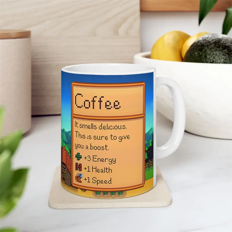 Custom Pixel Farm-Inspired Mug – 11oz Vintage Game Art Coffee Cup