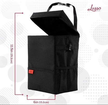 Lusso Black Car Trash Can, 3.5 Gallon, Manual-Lift Opening Mechanism, Brand New