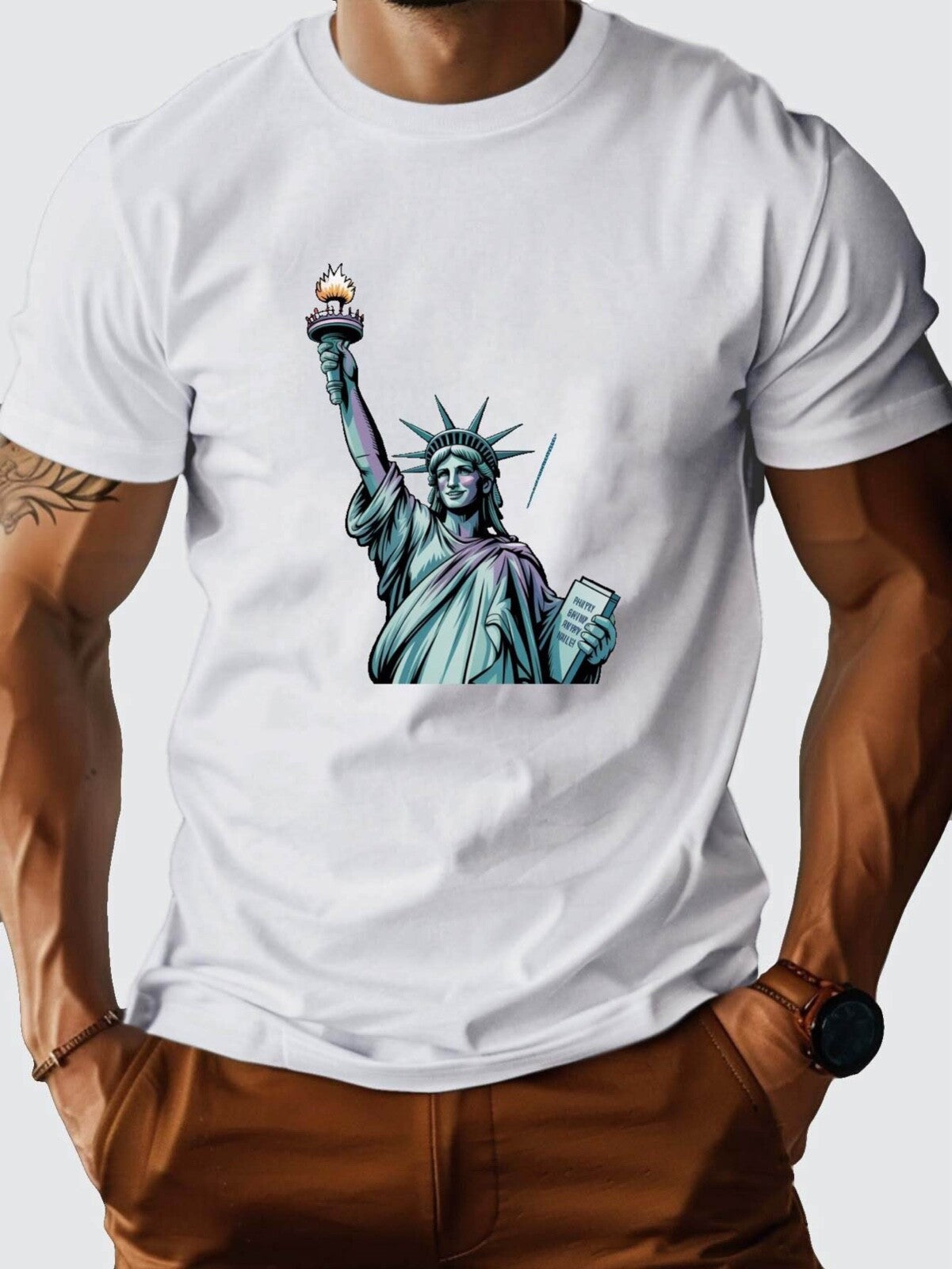 4th Of July liberty fireworks 180g pure cotton women's T-shirt  size S, M, L, XL