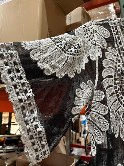 Women’s Swim Cover Up – Black with Sunflower Pattern