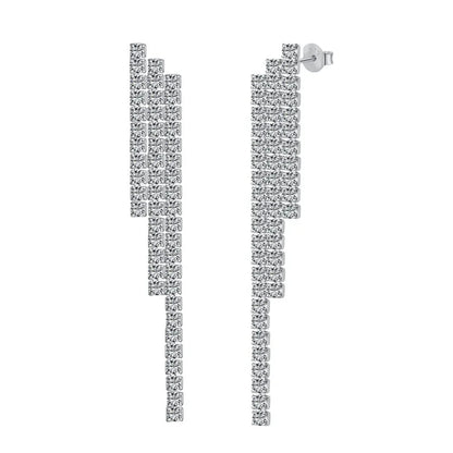 Shiny Zirconia Tassel Party Stud Earring&Single left sterling silver snake