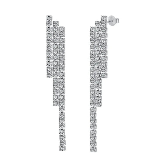 Shiny Zirconia Tassel Party Stud Earring&Single left sterling silver snake