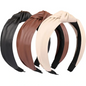 3 Pack PU Leather Knotted Headbands Neutral Colors