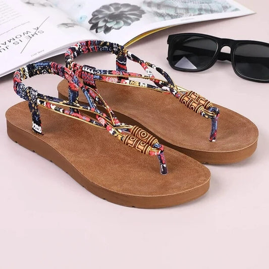 Women Strappy Flat Sandals Boho Lace up Beach Sandals Multiple colors Size 7