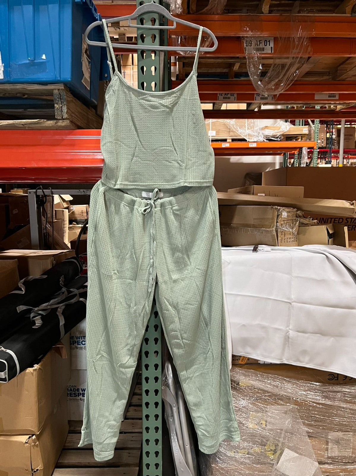 Women's Cami Top & Pants, Pajamas with Pockets, Spaghetti Straps green  2X