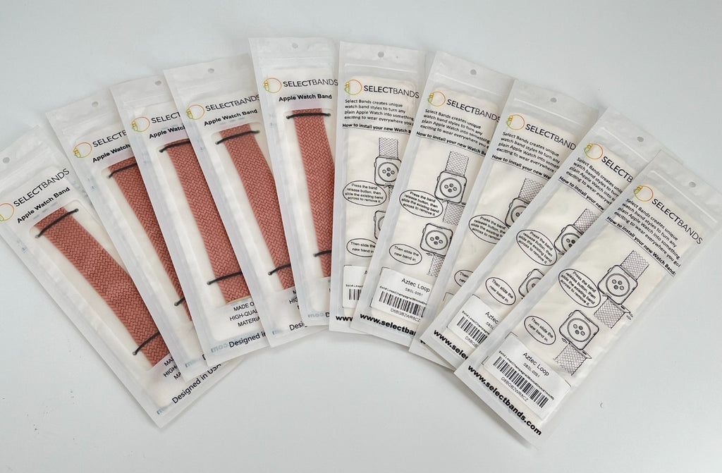 10-Pack M  Champagner  Solid Loop Watch Bands 0.8 x 6 Inch , Fits 38mm/40mm/41mm