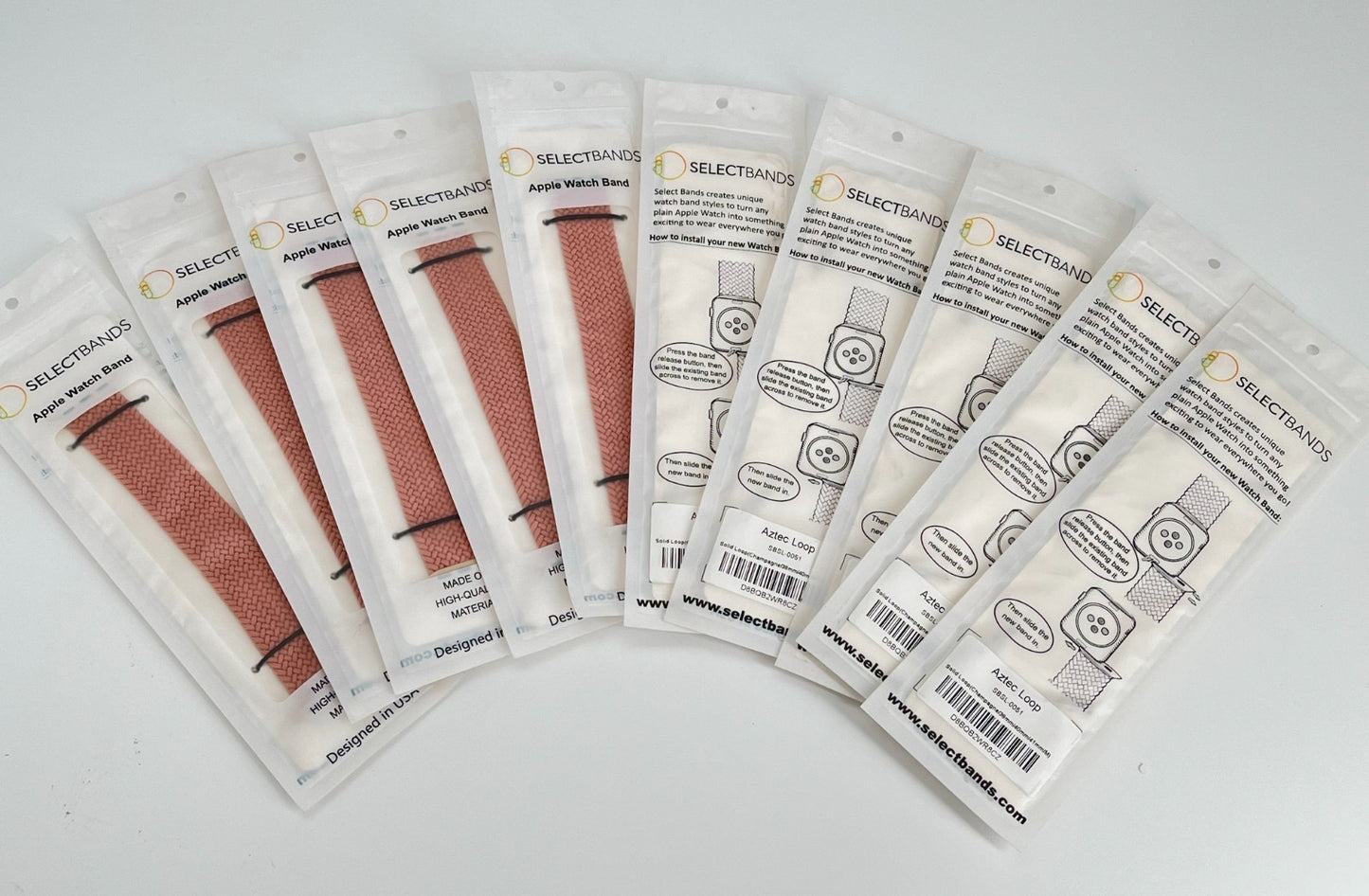 10-Pack M  Champagner  Solid Loop Watch Bands 0.8 x 6 Inch , Fits 38mm/40mm/41mm