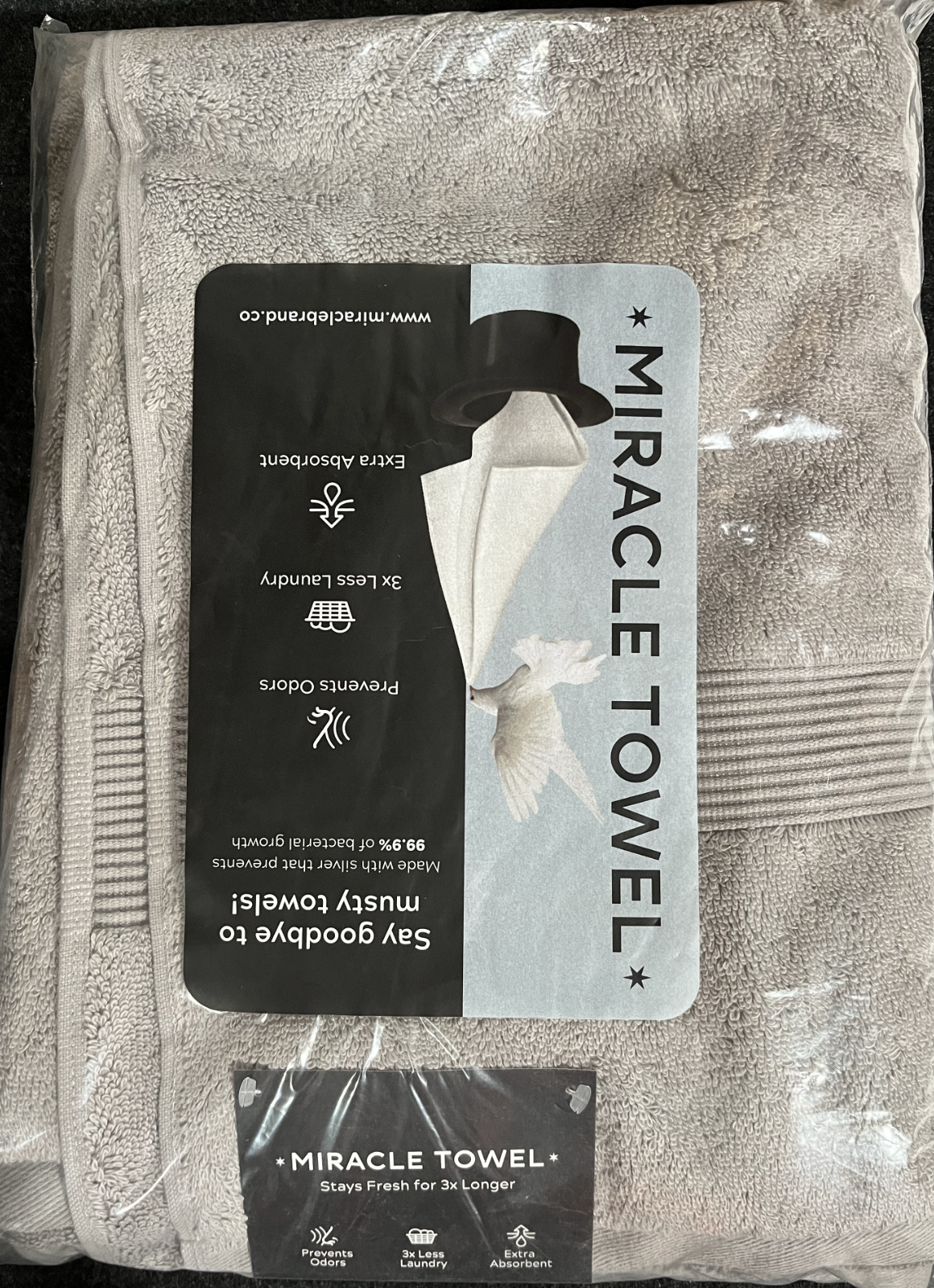 Miracle  Bath Towel Stone 29*58/inch/Pack   3Pack-Includes 3 bath towels.-Includ