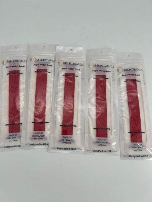 5- Pack M Color RED SOLID Loop Watch Bands 0.8 x 6.7 Inch  Fits 42mm/44mm/45mm