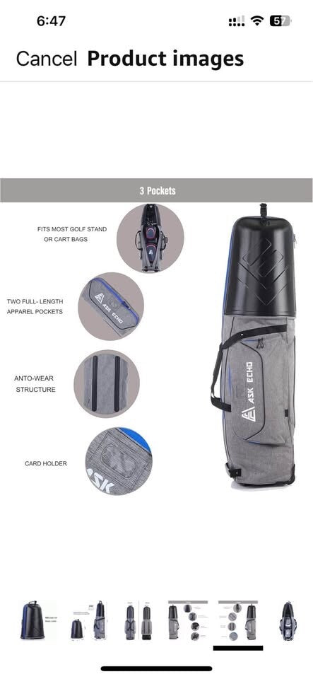 ASK ECHO Golf Bag with Wheels -  used open box