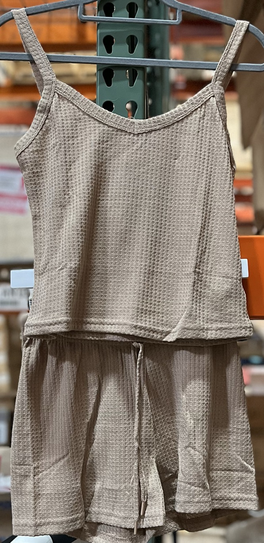 Women's Strap Shorts Lounge Sleepwear Color:Beige  S
