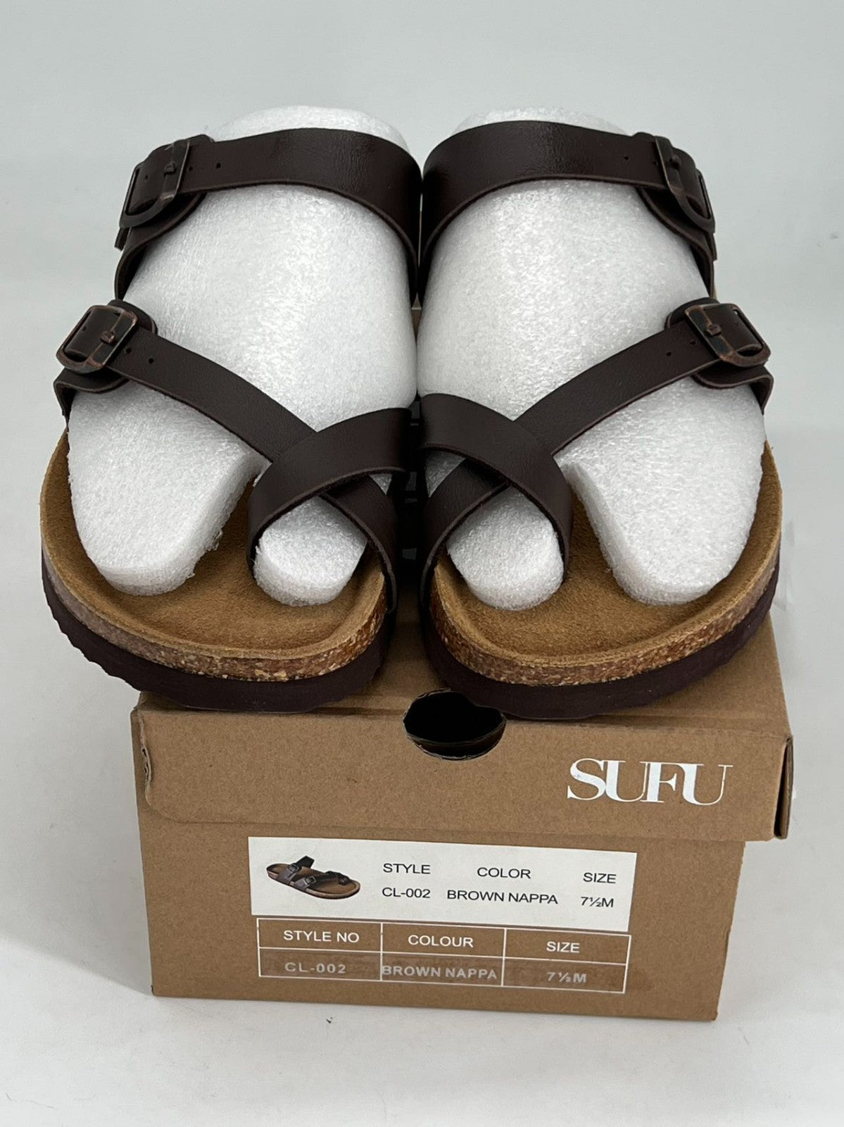 Women's Cork Footbed Sandals Double Adjustable Buckle Slide Sandals Slip On Walk.