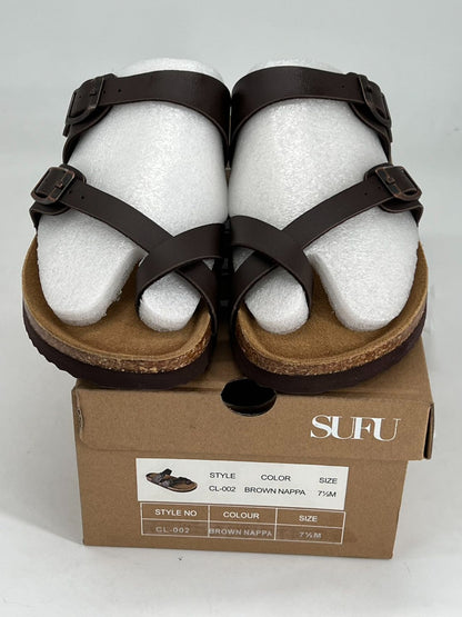 Women's Cork Footbed Sandals Double Adjustable Buckle Slide Sandals Slip On Walk.