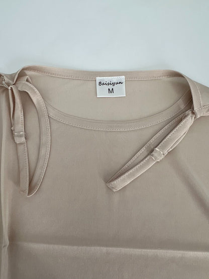 See Through Sleepwear Dress Beige M