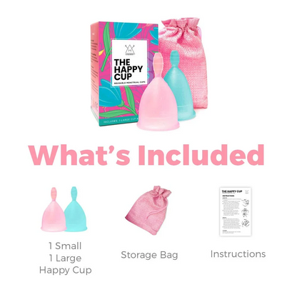 Happy Cup Menstrual Cups, Hawwwy Tampon & Pad Alternative 2 Pack Reusable Beginn