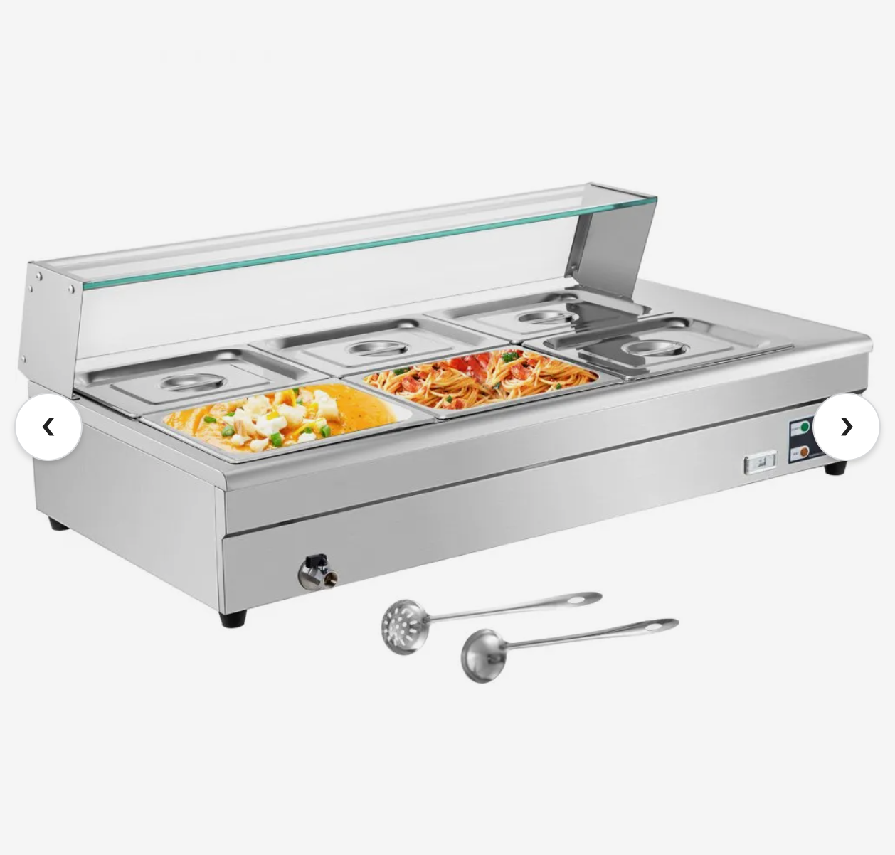 VEVOR 110V Bain Marie Food Warmer 6 Pan x 1/2 GN,Food Grade Stainelss Steel