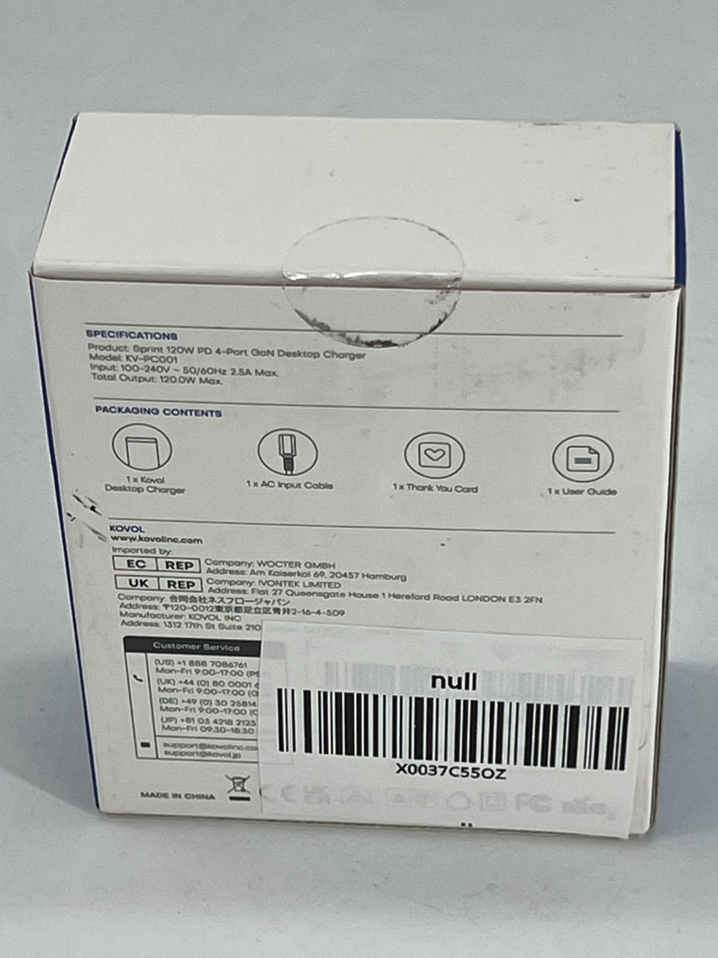 Kovol Charging Mate GaN PD Sprint 120W PD 4-Port Desktop Charger KV-PC001 New