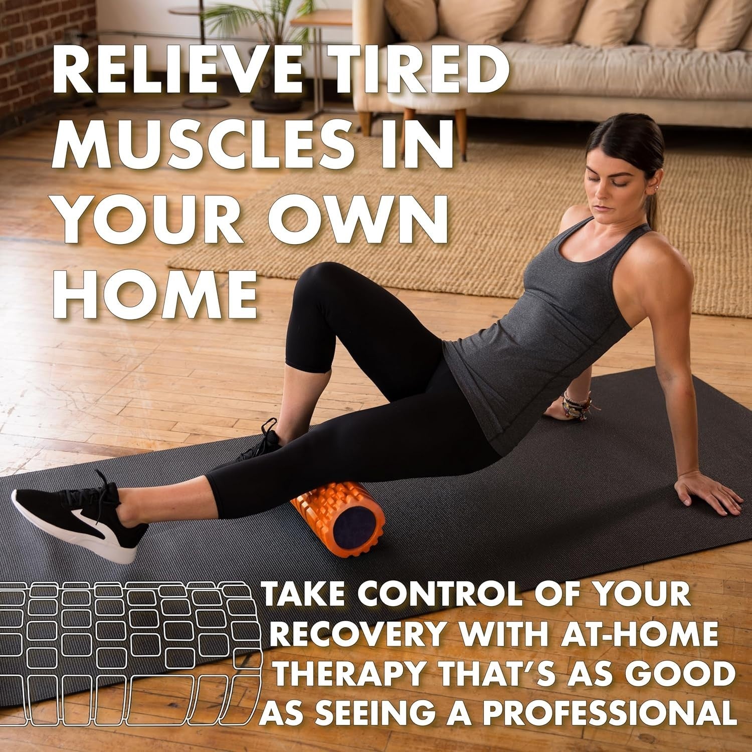 Foam Roller – Medium Density Deep Tissue Massager  Orange 12.5“x 5.5”