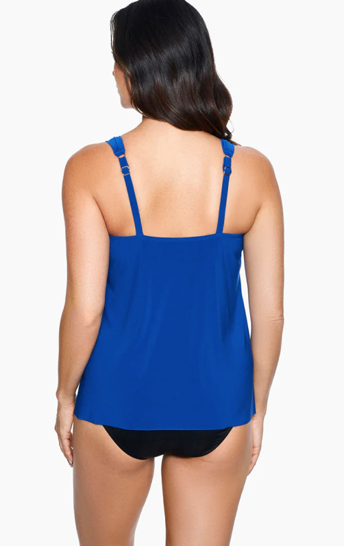 Miraclesuit 6516626  Razzle Dazzle Tankini Top Azul Size 8 $130