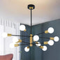 Modern Black Gold Chandelier Ceiling Light Fixture 33", 12-Lights Sputnik Decor