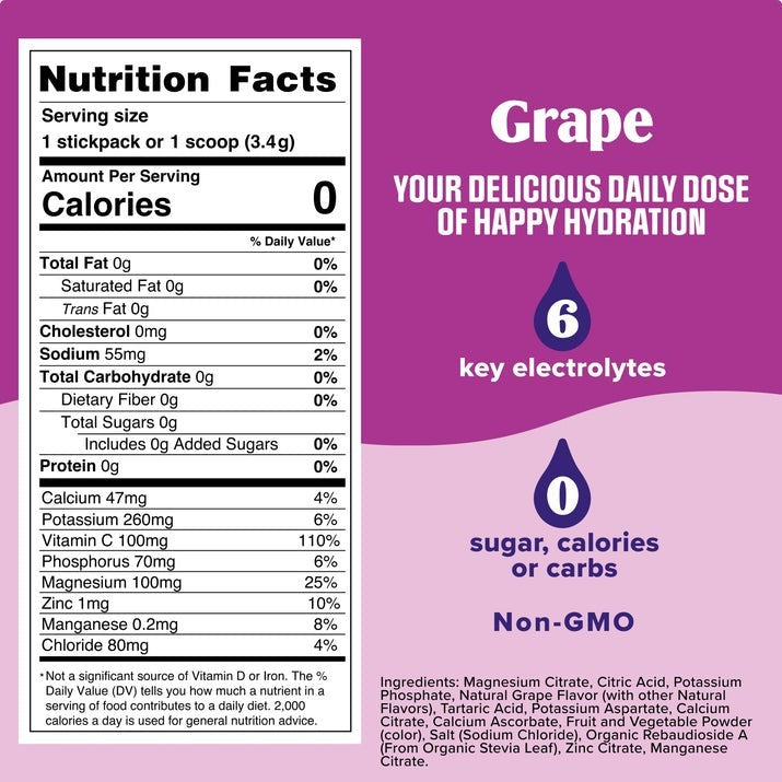 Replenisher Electrolyte Hydration Powder, Grape, 30 Serving Canister