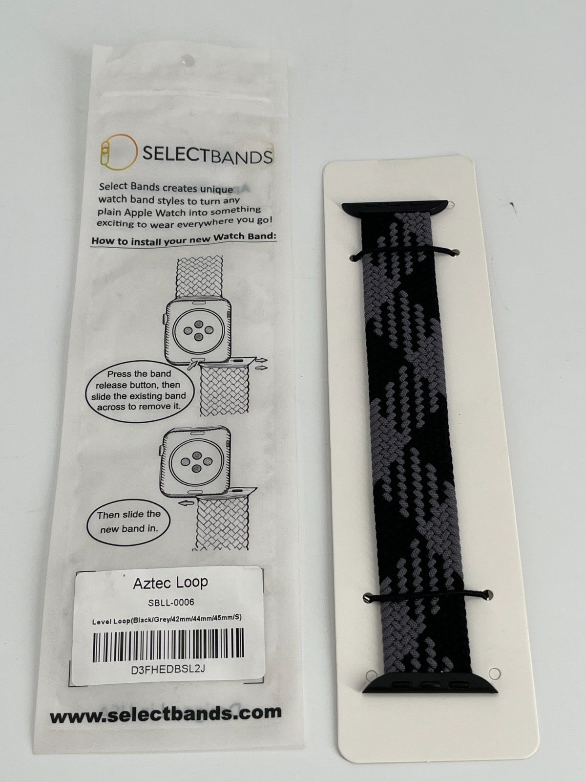 10-Pack L  Black/Grey  Solid Loop  Watch Bands 0.8 x 6.5Inch , Fits 38mm/40mm/41