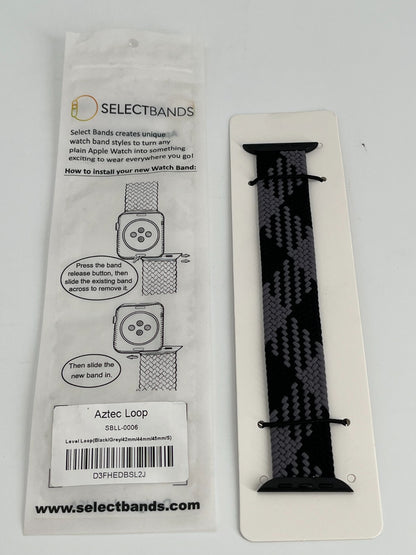 10-Pack L  Black/Grey  Solid Loop  Watch Bands 0.8 x 6.5Inch , Fits 38mm/40mm/41