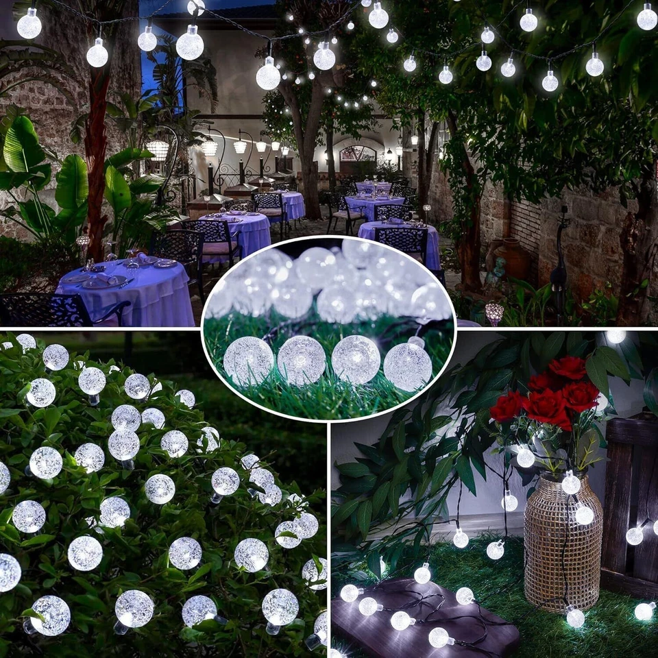 Solar LED String Lights  Bubble Ball Fairy Lights Decorations Xmas Garden