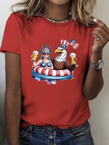 4th Of July Lady Liberty Bald Eagle Pool Float For Adult Size S-XL T-Shirt