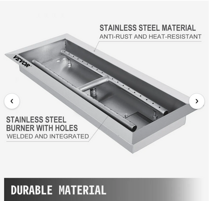 20.0x8.0 stainless steel fire pit pan with h-burner