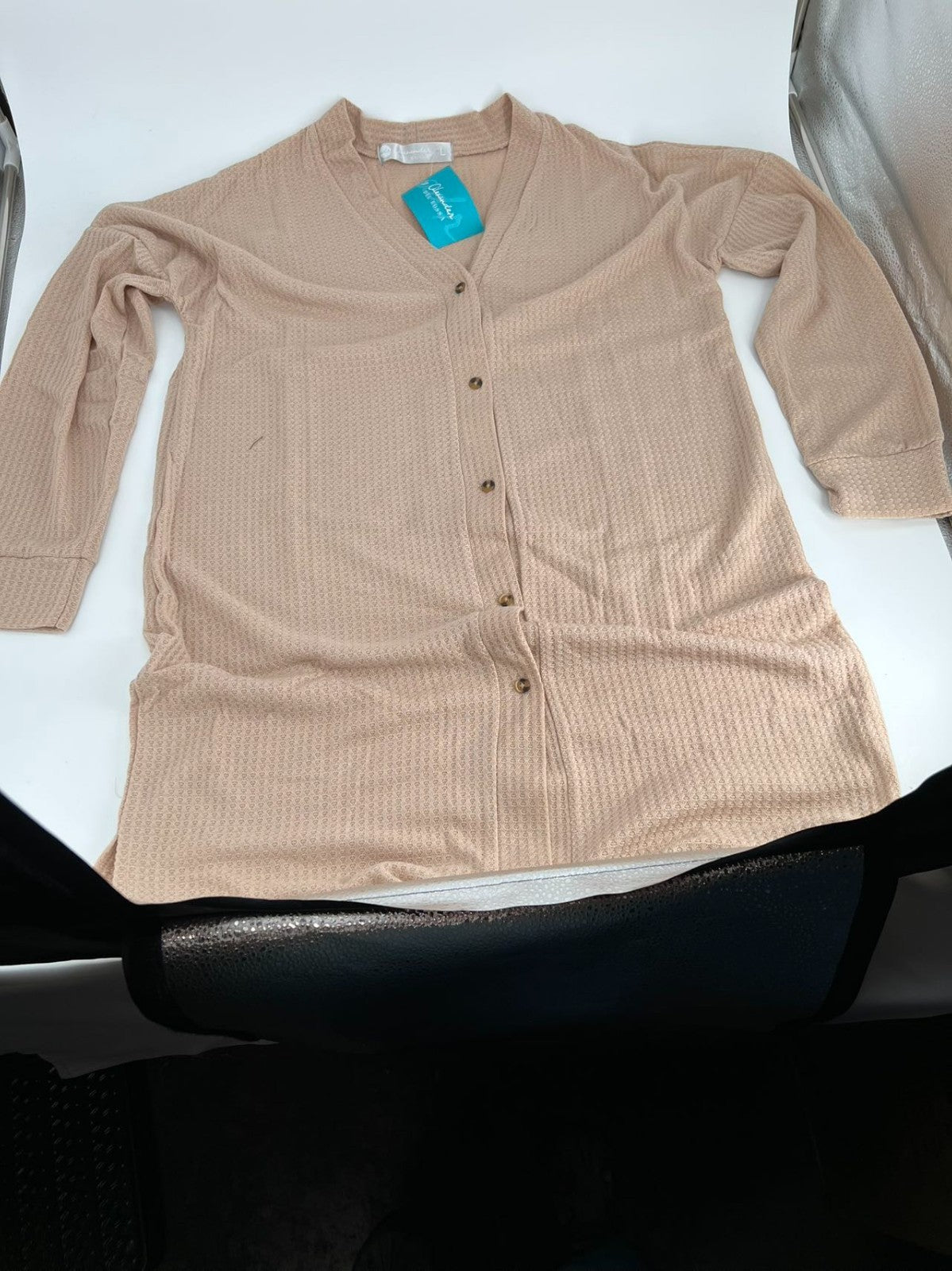 Short Sleeve Nightshirt, Lightweight Button Down Pajama Top Shadow Beige L