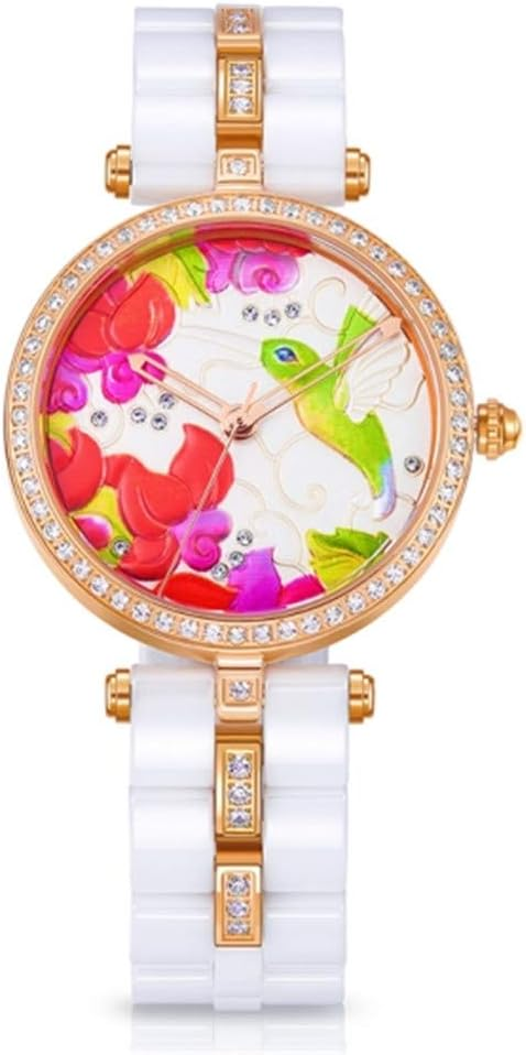 Ladies Watch High-end Ceramic Embossed Background Diamond #W50352L.02A