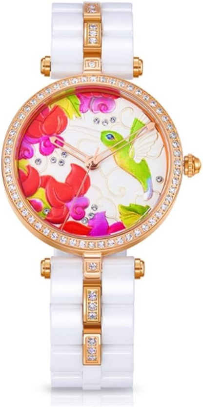 Ladies Watch High-end Ceramic Embossed Background Diamond #W50352L.02A
