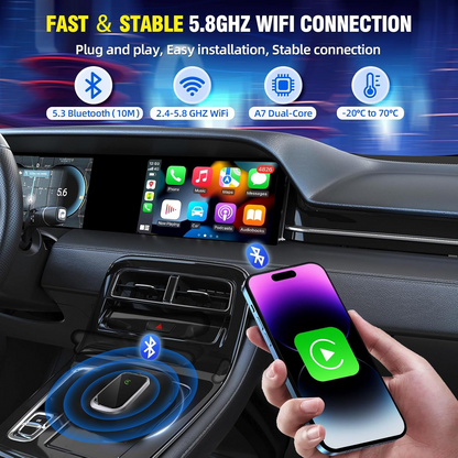 Wireless CarPlay Adapter, 2025 Upgraded Plug  for iOS 10+