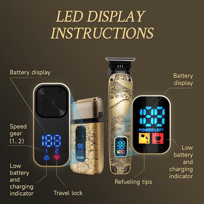 Men's Electric Head Shaver Hair and Beard Trimmer Grooming Kit,Facial Hair