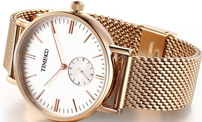 Simple Women's Watches Rose Gold Stainless Steel Mesh Band Waterproof 50M DW801